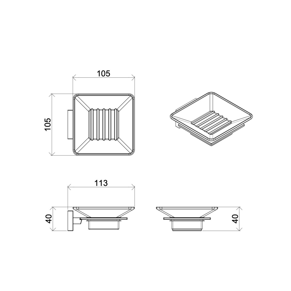 Set accessori da bagno cromati in vetro satinato Zurigo