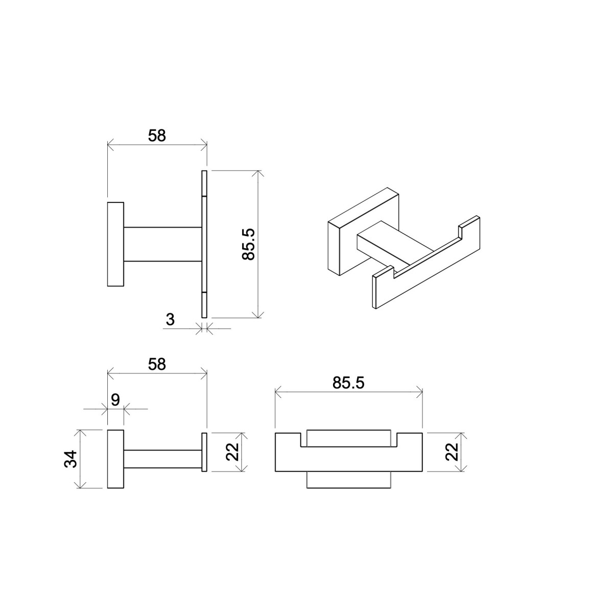 Set accessori da bagno cromati in vetro satinato Zurigo