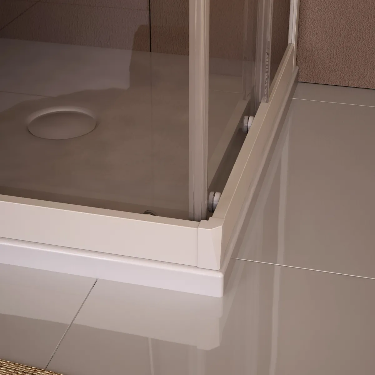 Paroi de douche coulissante des deux côtés avec profilés Foxy blanc 6 mm