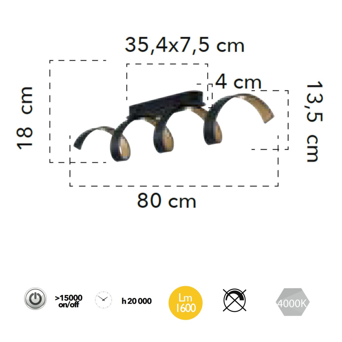 Plafonnier LED SPIRAL 20W, blanc ou noir | Mondialshop