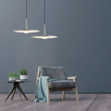 Lampada a sospensione 36W a led cromo CLAST. Design moderno e minimalista.