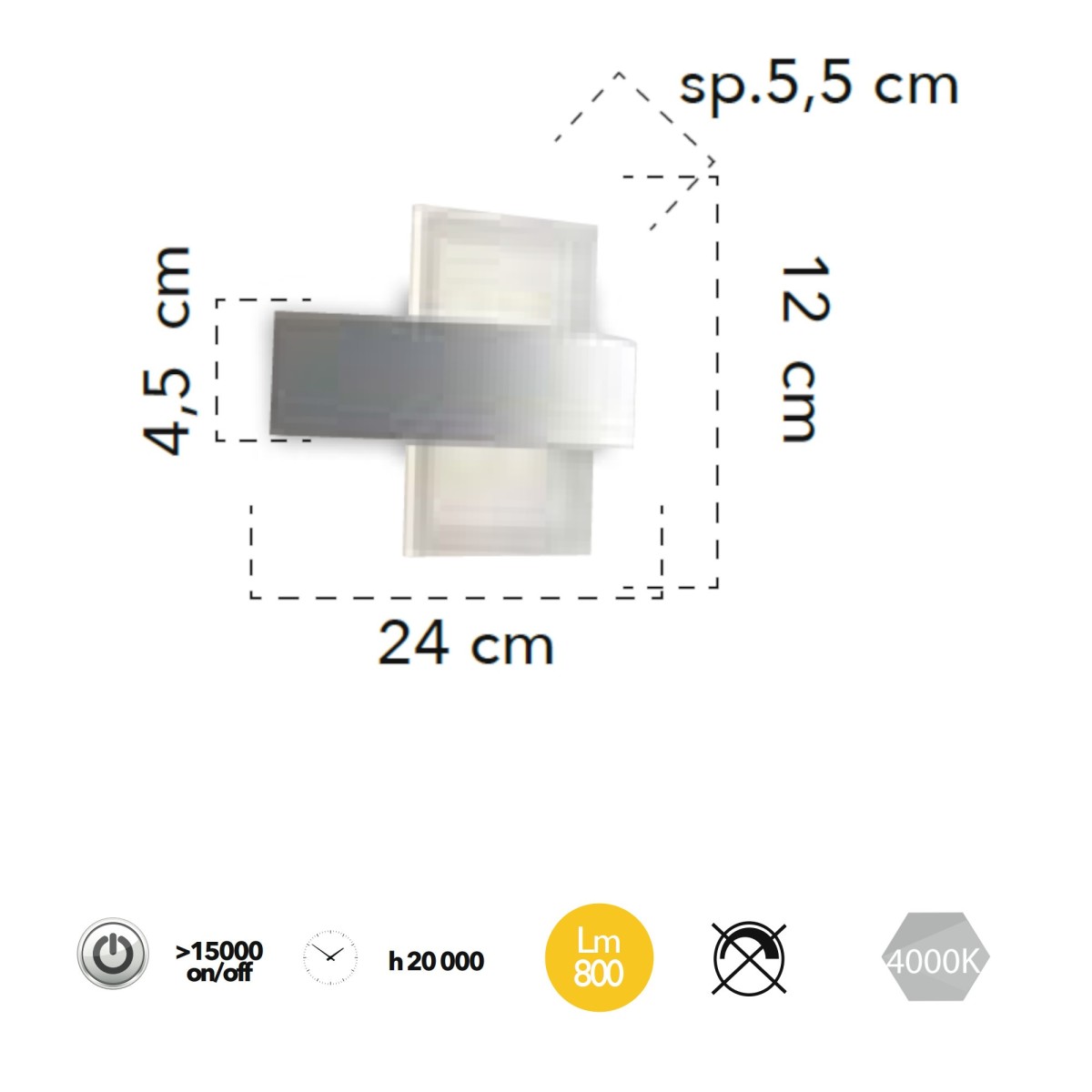 Applique da parete per interno 10W a led bianco STEVENS....