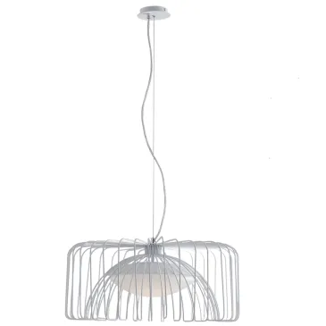 Lampada a sospensione 24W a led bianca PANTHER. Design moderno, struttura a gabbia di metallo con diffusore.