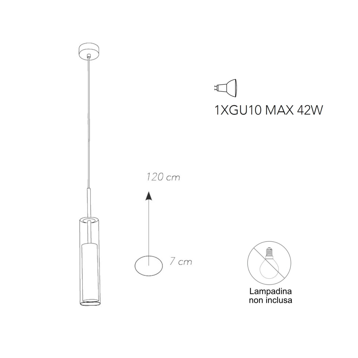 Lampada a sospensione 42W GU10 bianca CENSY. Struttura in...