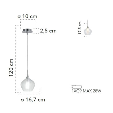 Lampe à Suspension Transparente G9 28W | Mondialshop