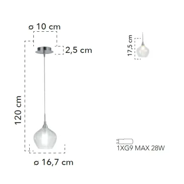 Lampe à Suspension Transparente G9 28W | Mondialshop