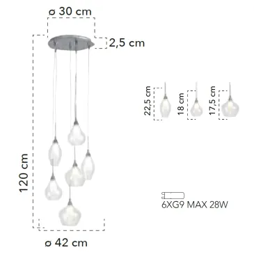 Lustre 6 Suspensions Métal...