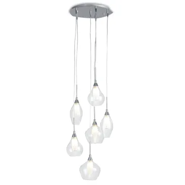 Lustre moderne transparent à 6 suspensions | Mondialshop