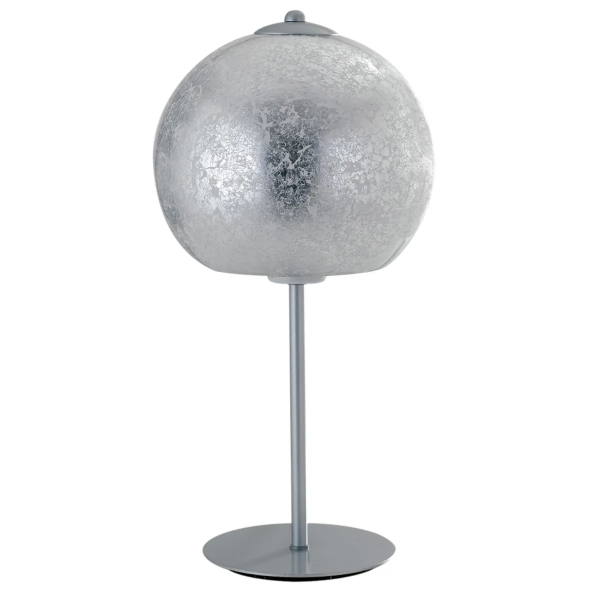 Lampada da tavolo 60W E27 argento GLAM. Punto luce moderno ed elegante con preziosa decorazione. Paralume sferico.