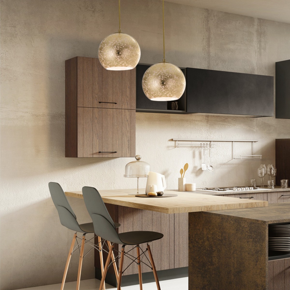 Lampada a sospensione 60W E27 diametro 20cm oro GLAM....