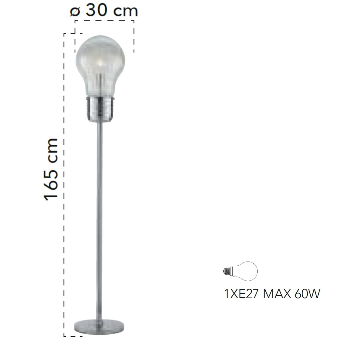 Piantana lampada da terra 60W E27 cromo BILBO. Simpatico...