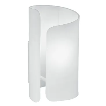 Lampada da tavolo 60W E27 bianco CREATE. Design moderno, struttura in alluminio e diffusore ricurvo in vetro.