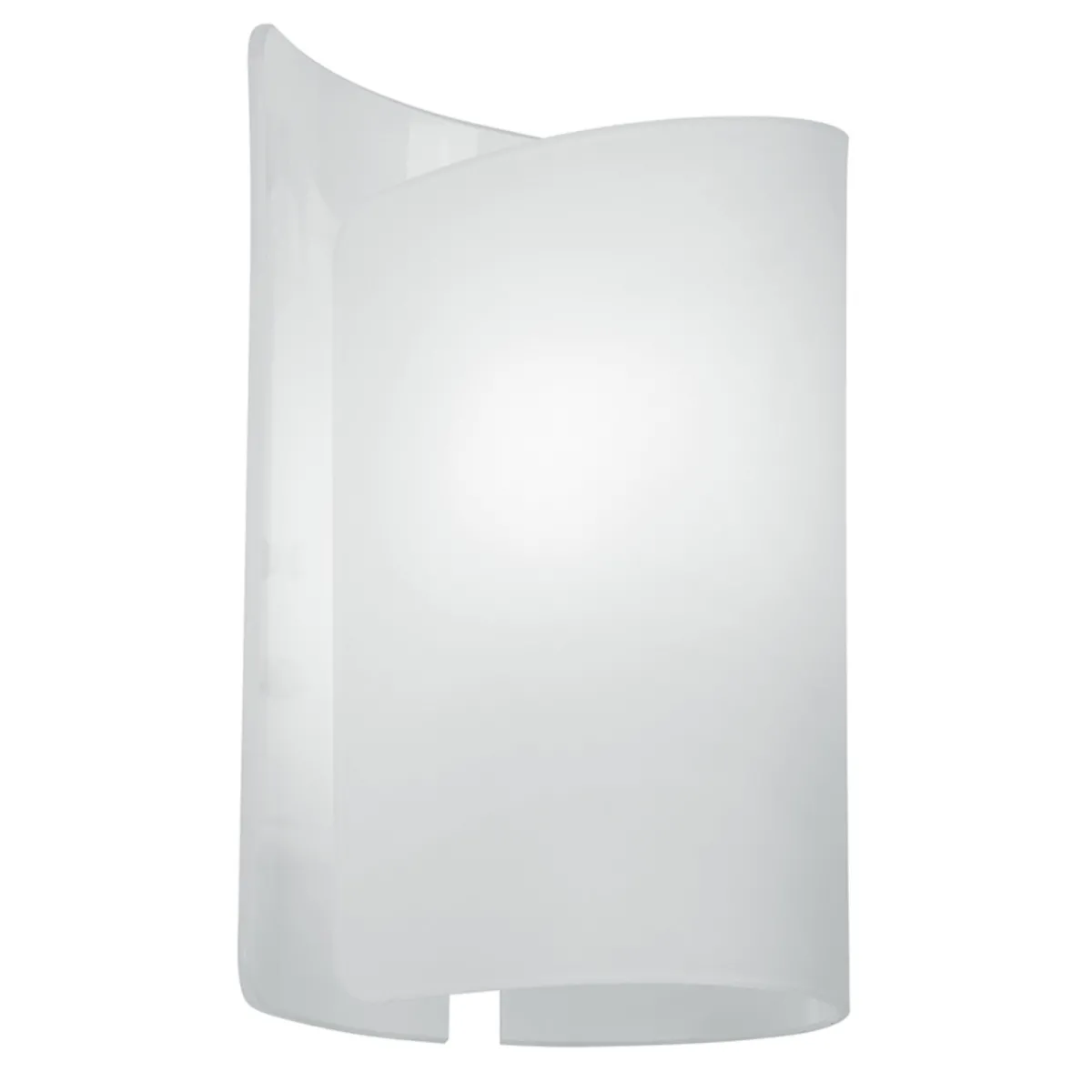 Applique da parete per interno 60W E27 bianco CREATE. Design moderno, struttura in alluminio con diffusore ricurvo in vetro.
