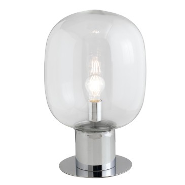 Lampe de table en chrome et verre | Mondialshop