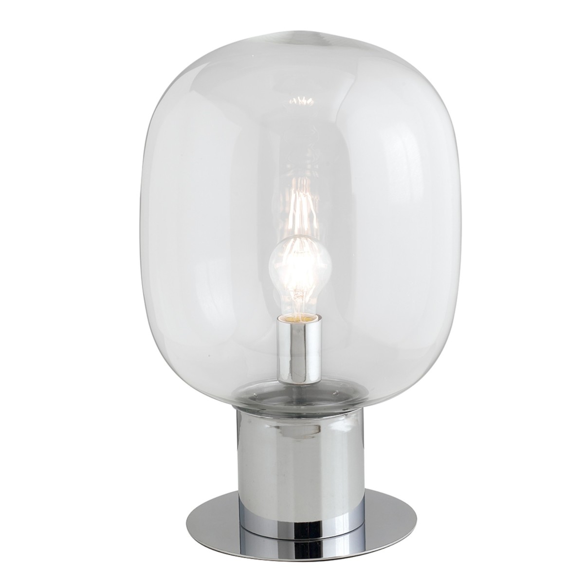 Lampe de table en chrome et verre | Mondialshop