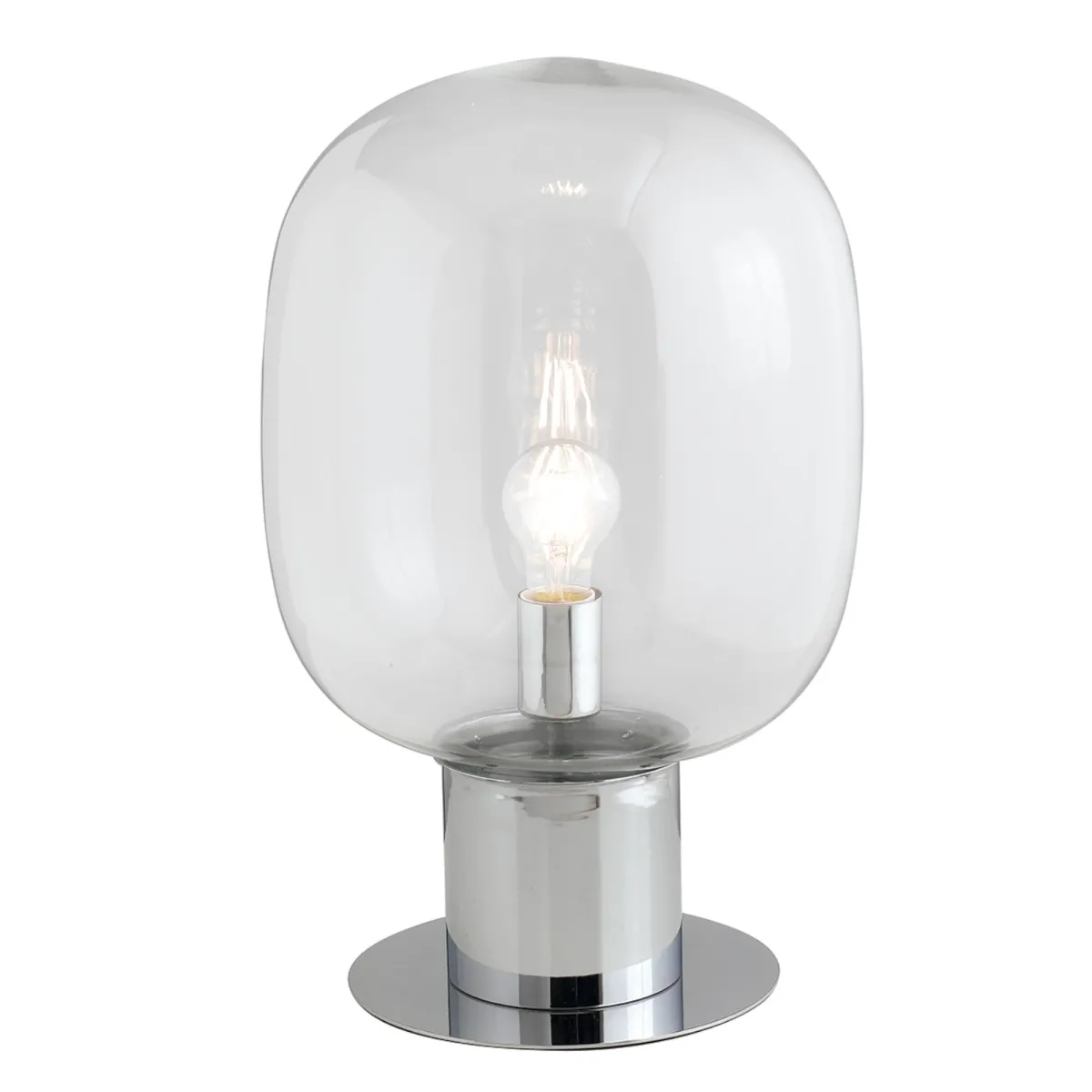 Lampe de table en chrome et verre | Mondialshop