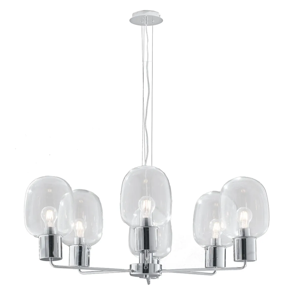 Lampada a sospensione 25W 6XE27 6 emissioni cromo GILDA....