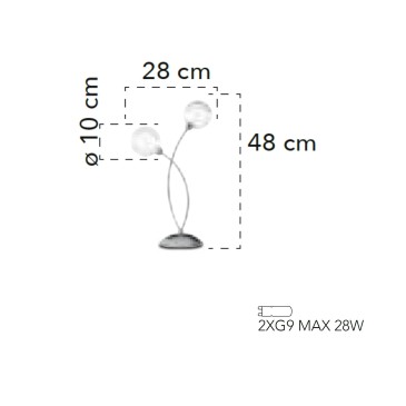 Lampe de table chromée 2xG9 | Mondialshop