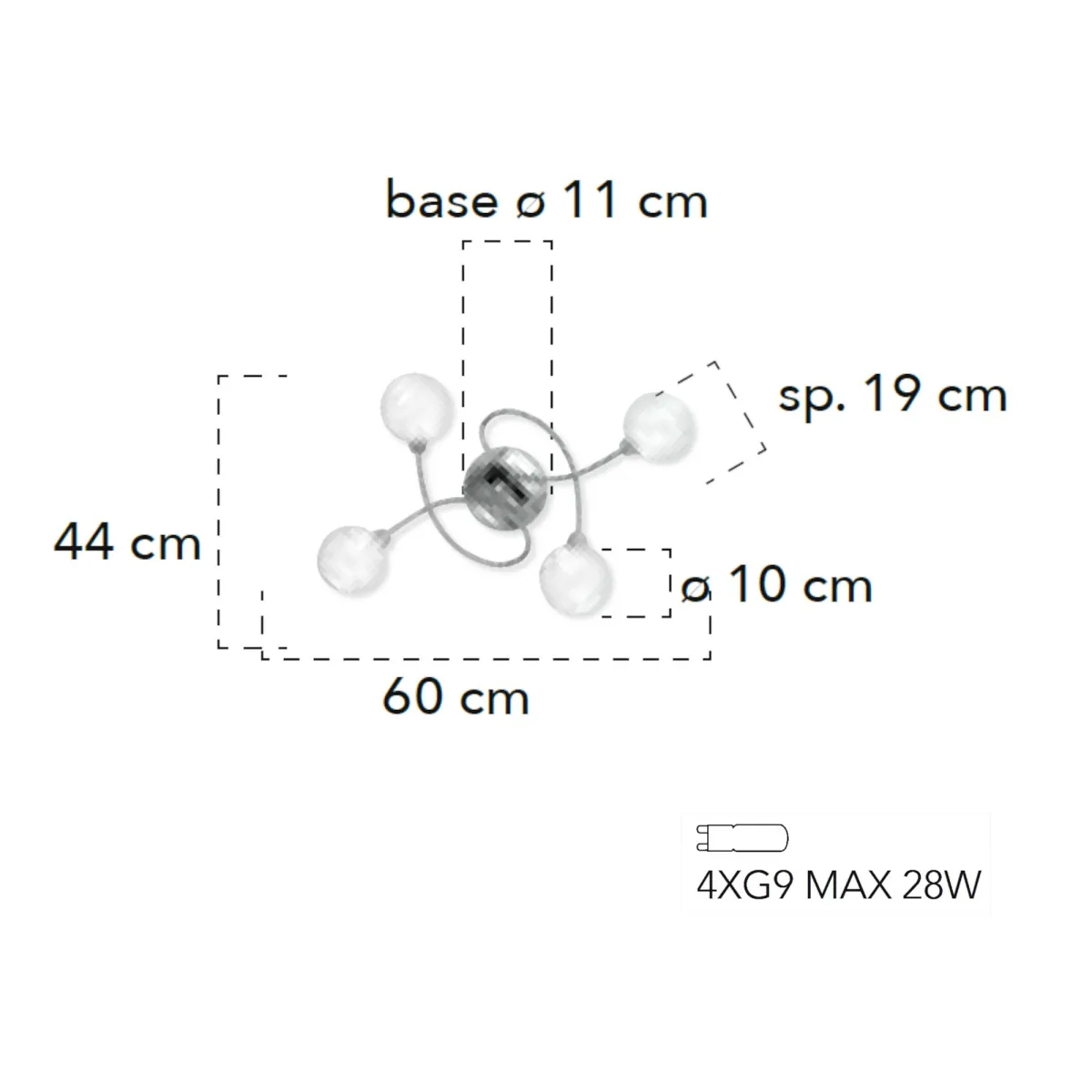 4-flammige Deckenleuchte mit Chromoberfläche | Mondialshop