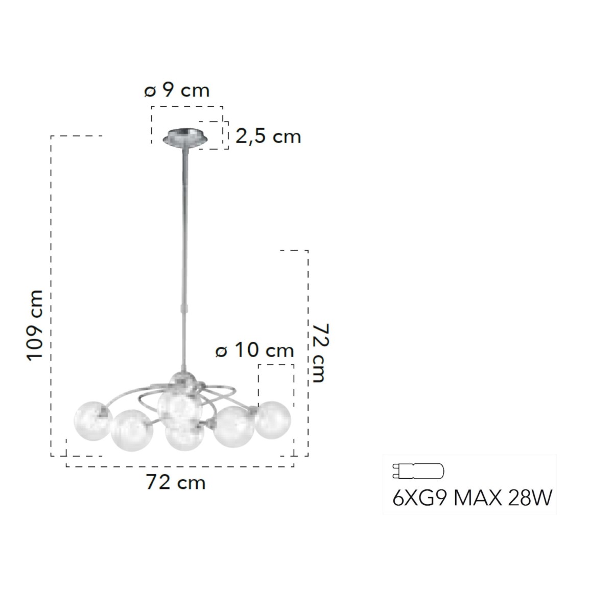 Lustre moderne à 6 lumières LED 28 W | Mondialshop