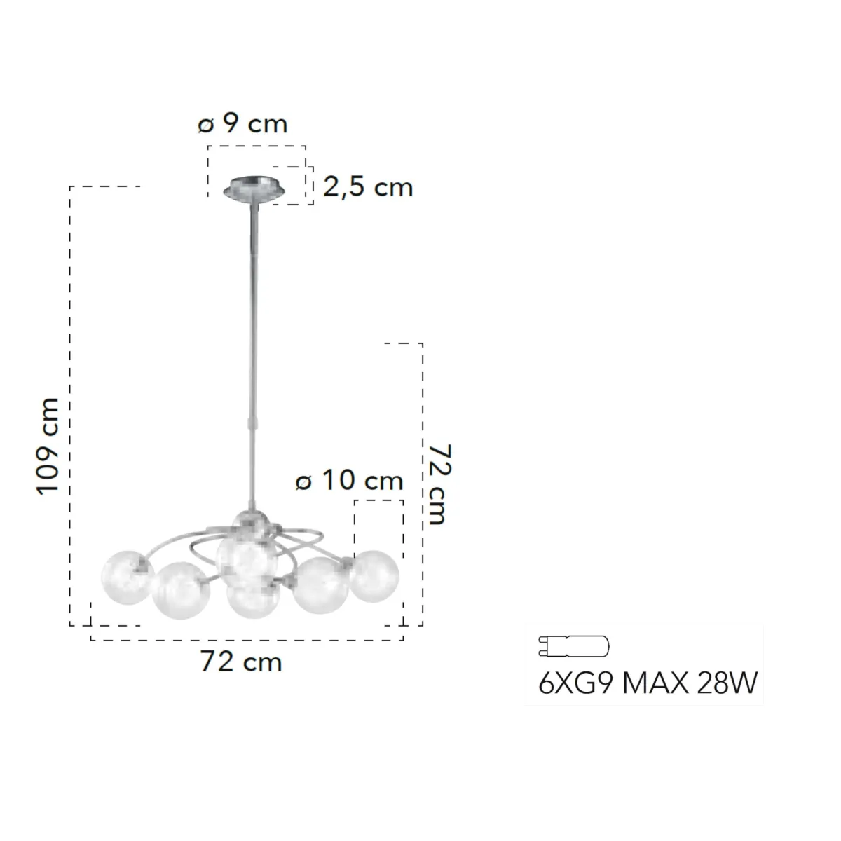 Lustre moderne à 6 lumières LED 28 W | Mondialshop