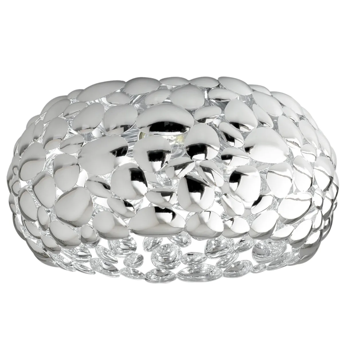 Plafoniera da interno 60W 3XE27 diametro 48cm cromo GRAPE. Moderno punto luce con struttura in metallo a forma di sassi