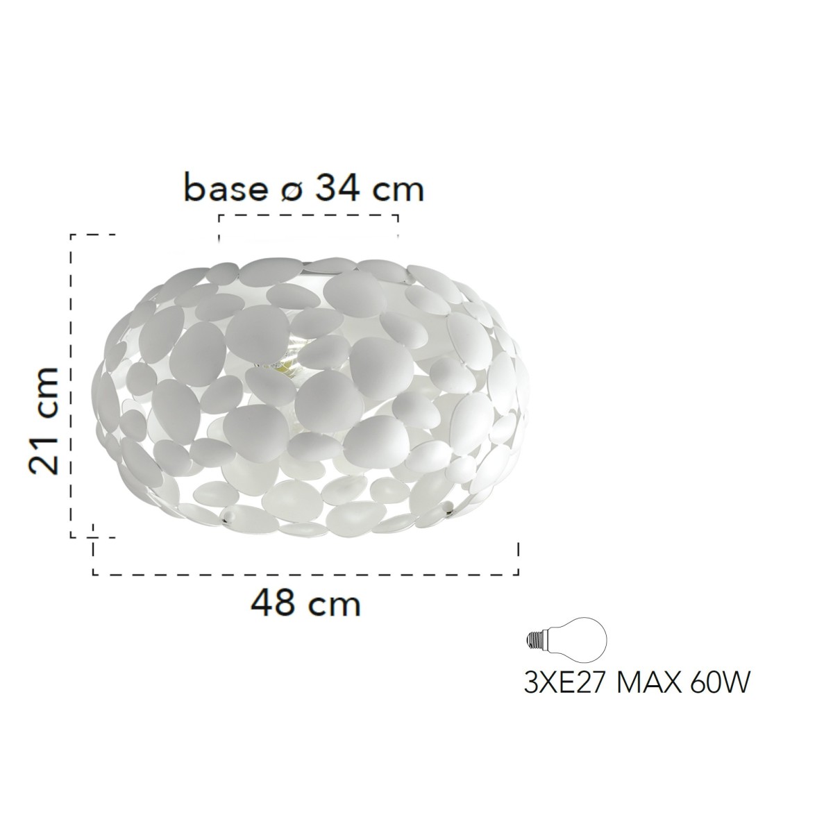Plafonnier moderne 60 W blanc ou chromé | Mondialshop