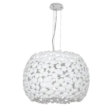 Lampada a sospensione 60W 5XE27 diametro 65cm bianca o cromo. Moderno punto luce con struttura in metallo a forma di sassi
