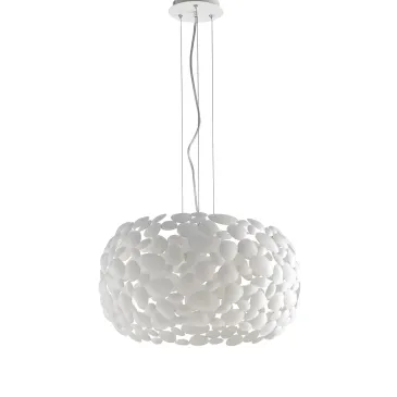 Lampada a sospensione 60W 3XE27 diametro 48cm bianca. Moderno punto luce con struttura in metallo a forma di sassi