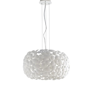 Lustre blanc ou chromé de 48 cm, 3 ampoules E27 | Mondialshop