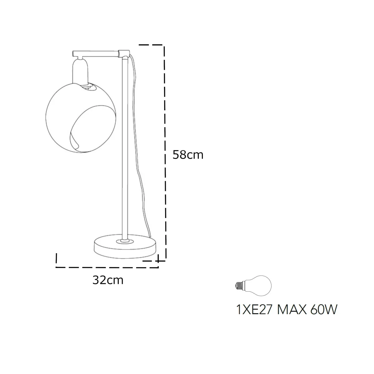 Lampada da tavolo 60W E27 orientabile cromo BEAUTY....