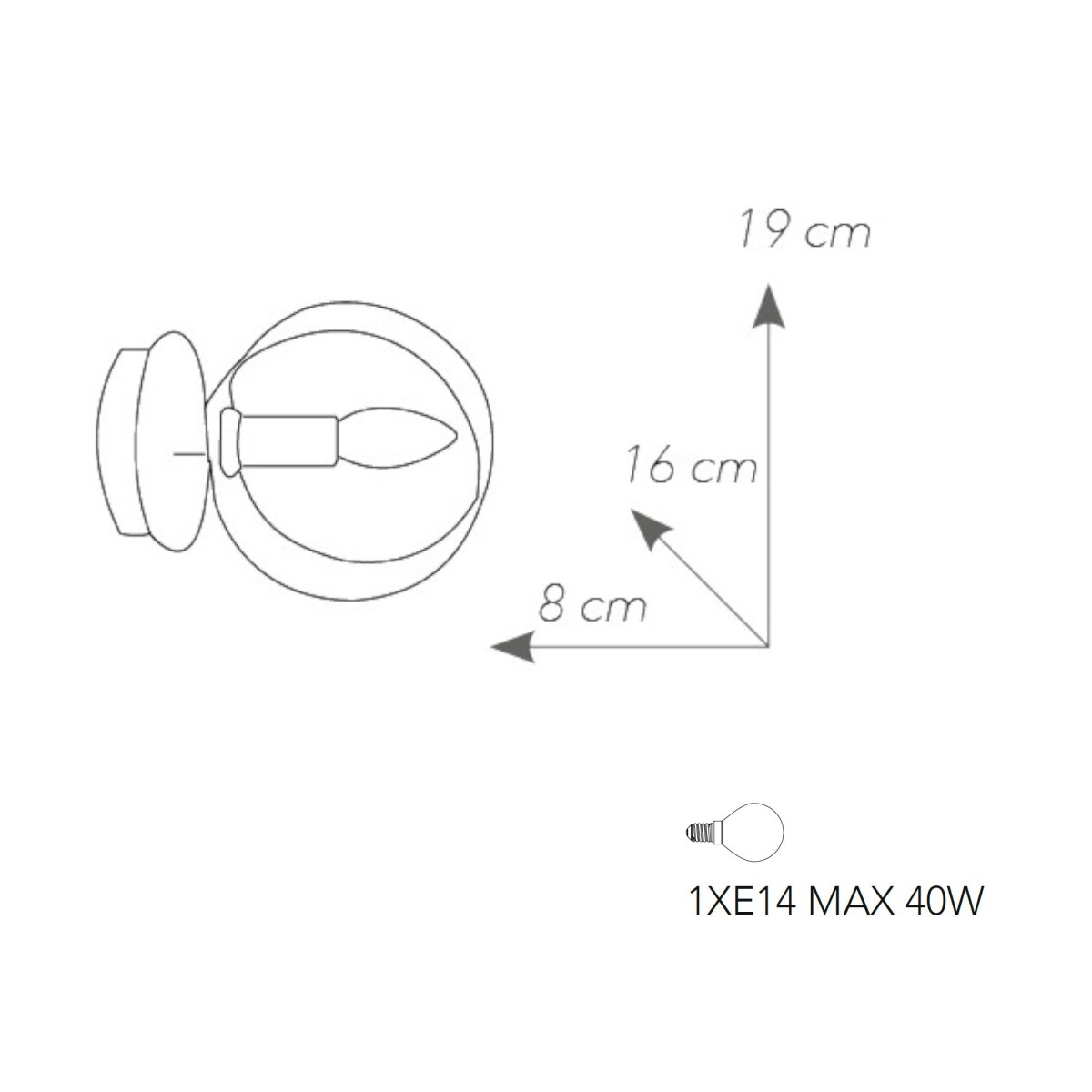 Applique da parete per interno 40W E14 orientabile bianco TORCH. Diffusore moderno ad anello circolare orientabile.