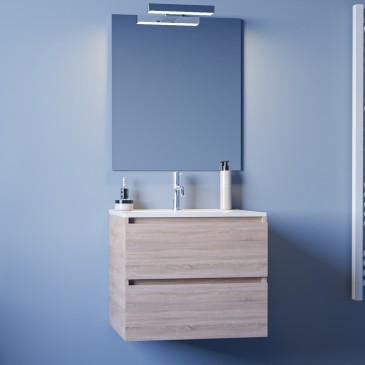 60 cm hängender Badezimmerschrank aus hellem Eichenholz