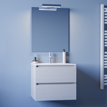 Meuble de salle de bain 60 cm effet bois blanc avec profondeur réduite