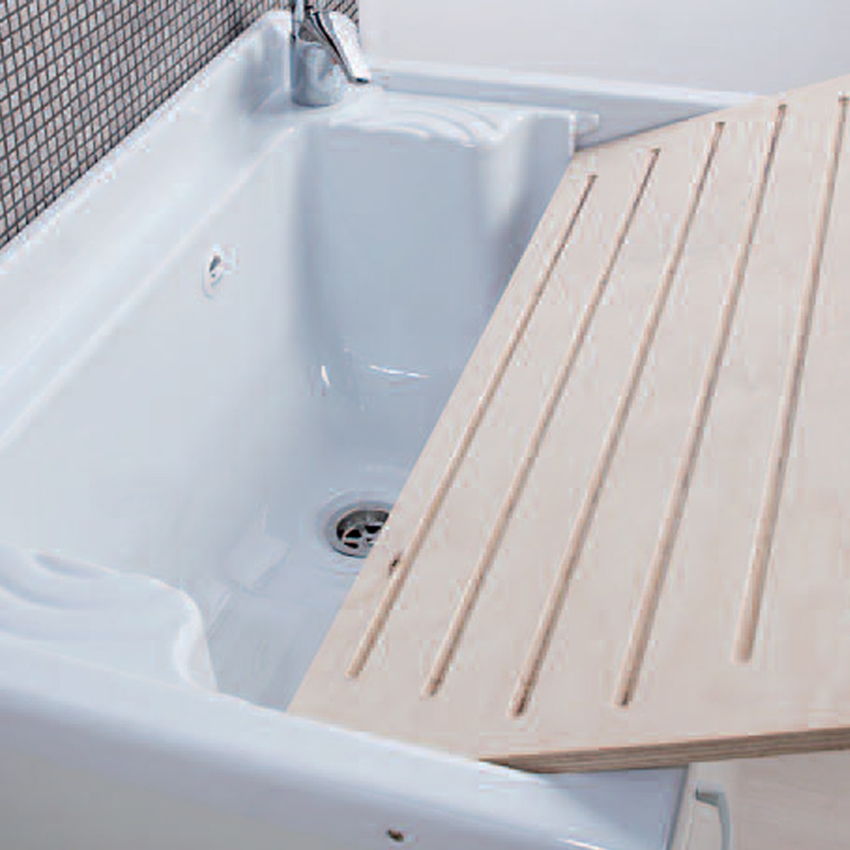 Mobile lavatoio Olimpo da esterno bianco con vasca, asse e kit scarico