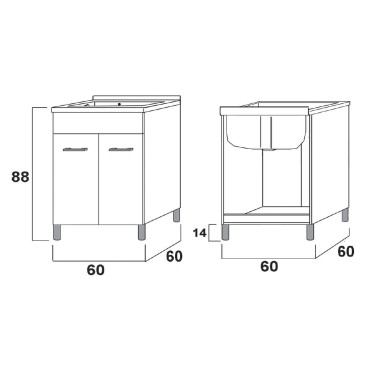 Mobile Lavatoio in Abs 60x60 60x50 50x50 bianco opaco