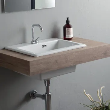 Hängendes Keramikwaschbecken 50X40 ohne Presse, volle Wanne