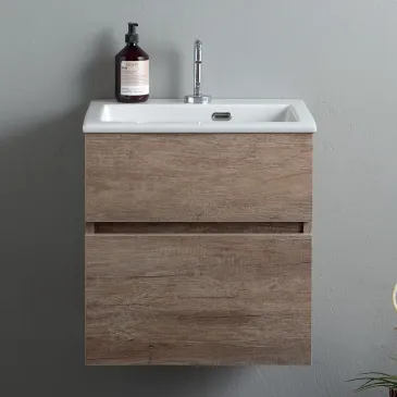 Mobile lavatoio sospeso con lavandino senza strizzatoio Olmo Naturale