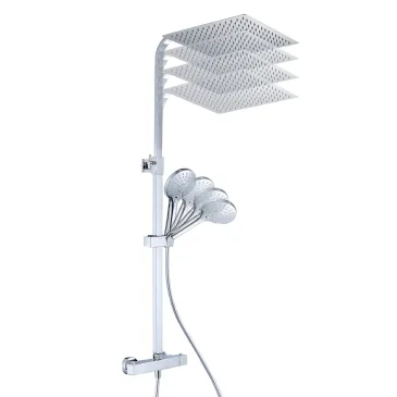 Colonne de douche thermostatique chromée 25x25 pomme de douche POIANA