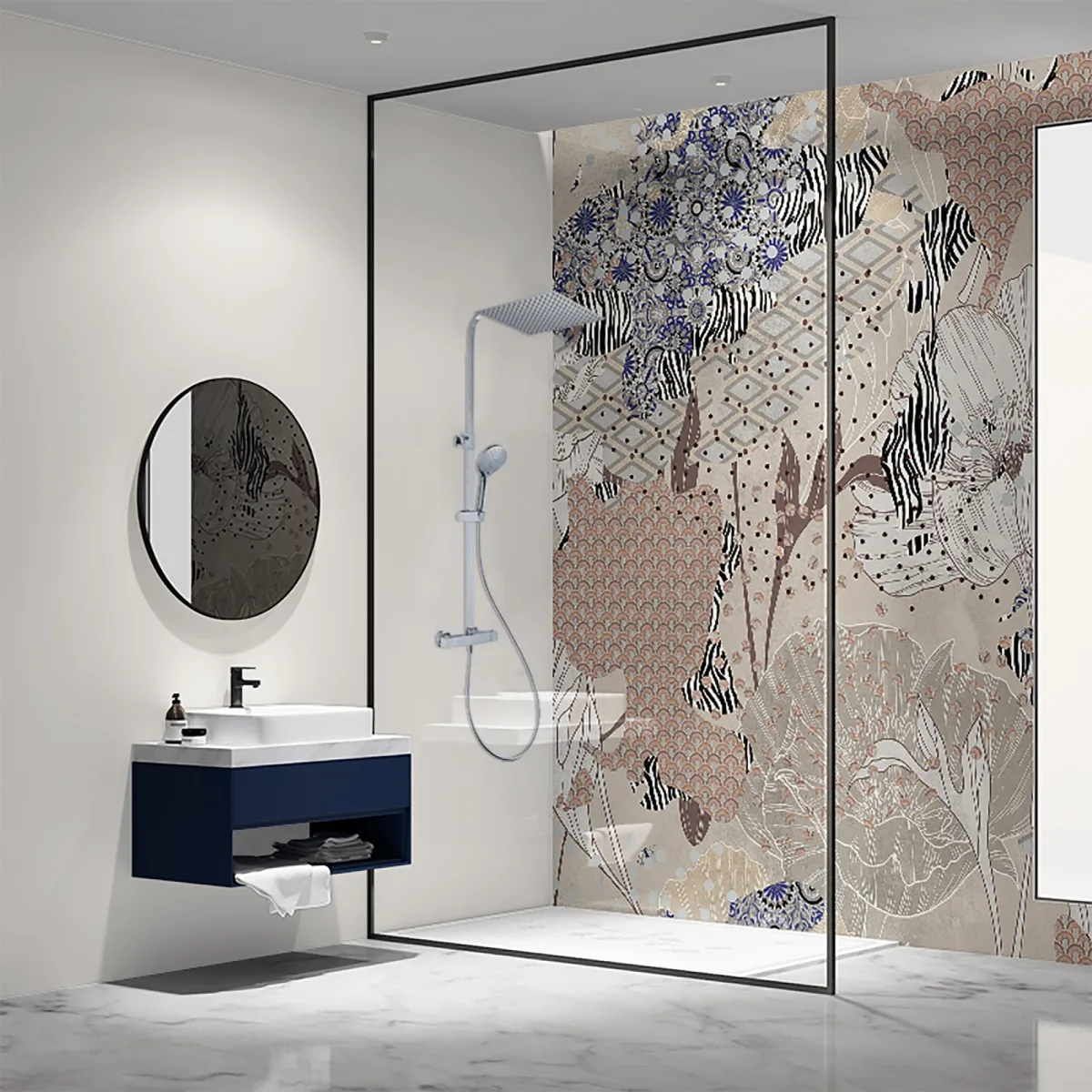 Colonna doccia  con soffione doccette miscelatore termostatico soffione 30x30 POIANA