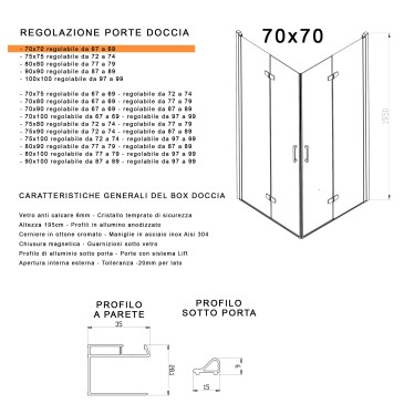 Cabine de douche rabattable 2 faces H195 transparente anticalcaire REA