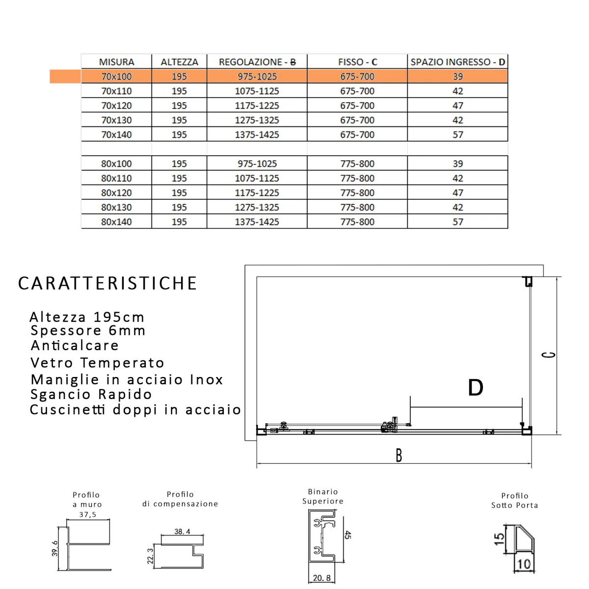Box doccia tre lati LAGOA cristallo 6mm con ingresso centrale