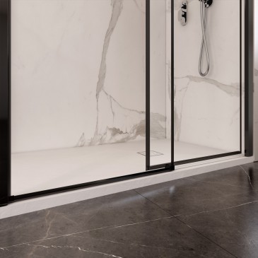 Box doccia due lati con profili neri LAGOA cristallo 6mm trasparente