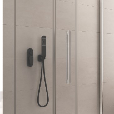 Cabine de douche Lagoa à deux portes et paroi fixe, porte coulissante de 6 mm, h195