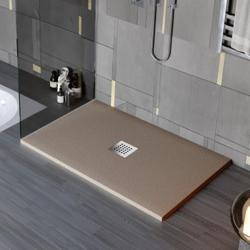 Receveur de douche en résine minérale effet pierre avec trou central
