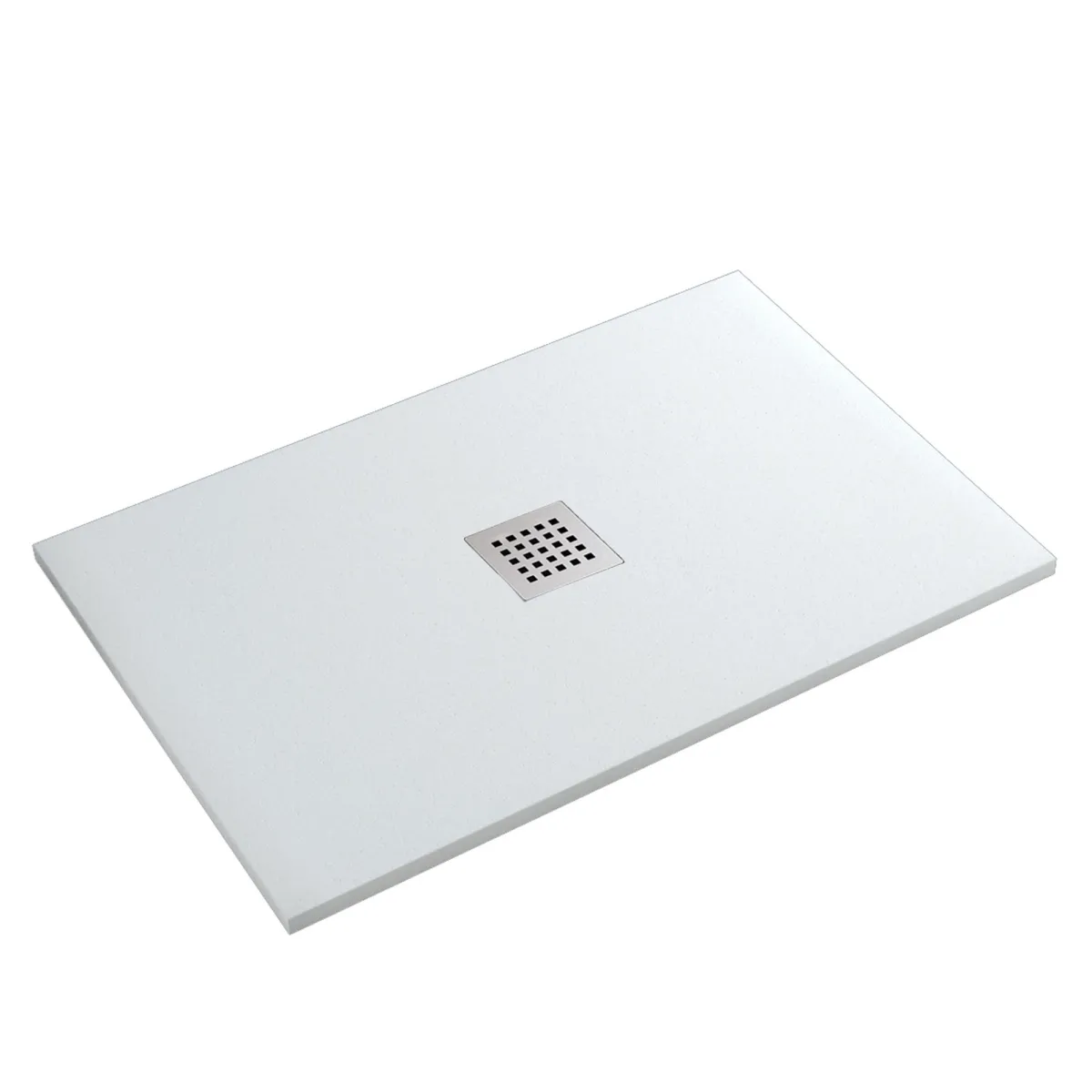 Duschwanne aus weißem Marmor, weißem Kunstharz, mit zentralem Steinloch