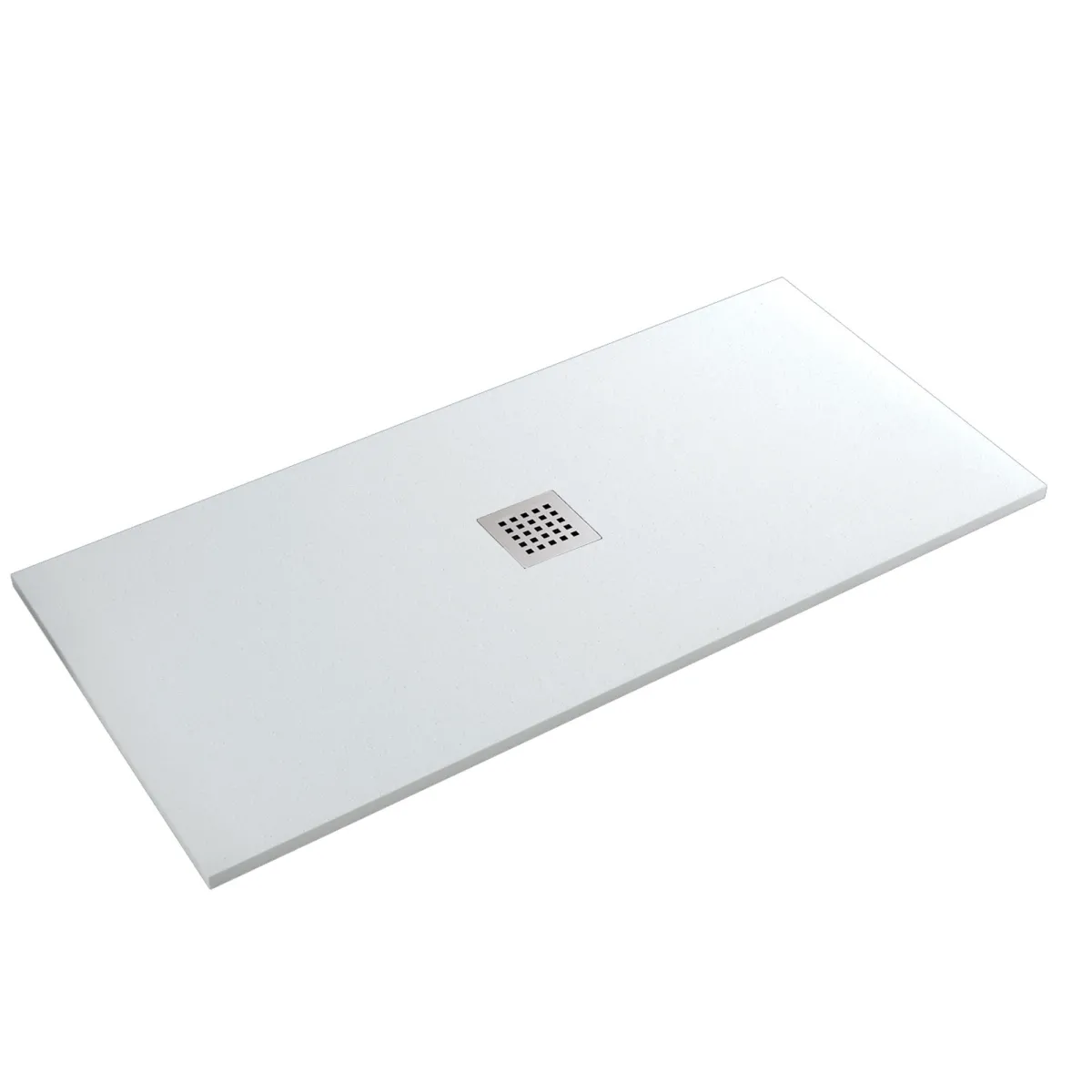 Duschwanne aus weißem Marmor, weißem Kunstharz, mit zentralem Steinloch