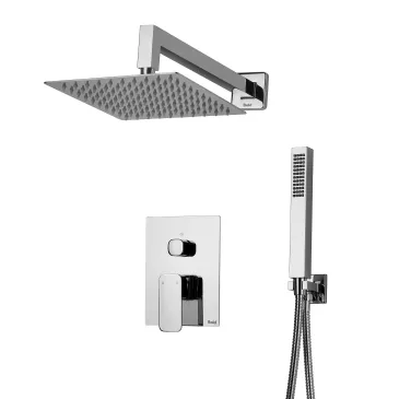 Quadratische Einbaudusche mit Duschkopf und Handbrause | Mondialshop