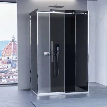 Box Doccia 3 lati  anta scorrevole in Cristallo fume H195  Euclide
