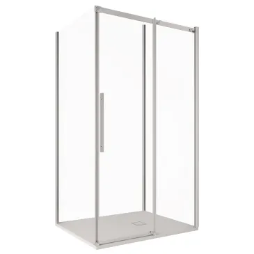 Cabine de douche 3 côtés avec paroi fixe H195, anticalcaire TARGET